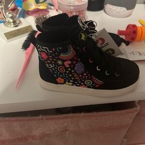 Black and Multicolor Kids High-Top Sneakers